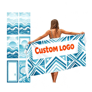 Serviette de bain en microfibre personnalisée avec logo, imprimée par sublimation, sans sable, séchage rapide, pour la plage et les voyages - Product Image 1