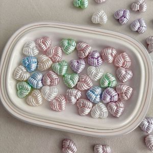 Perle en soie acrylique à trou droit, motif cœur tissé, vente en gros, accessoire de bricolage, matériau artisanal, pendentif, décoration de chaîne de téléphone - Product Image 3
