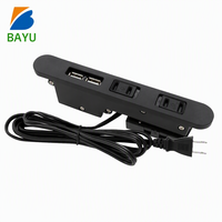 Multiprise de bureau encastrable PSE avec 2 prises CA, 2 ports USB-A, 15A, en matériau PC ignifuge, rallonge de bureau