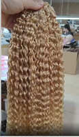 Extensions de cheveux humains vierges bruts birmans blonds 15A, bouclés crépus, à clipser, naturels et frisés