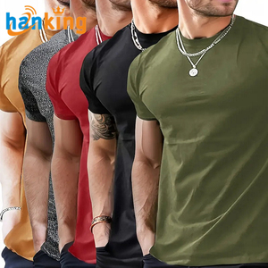 Camiseta Deportiva Ehanking para Hombre, 100% Algodón, Corte Ajustado, Color Sólido, Manga Corta, Transpirable, Cuello Elástico, Informal - Product Image 2