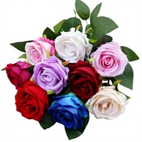 Rose artificielle en velours de 51 cm à tige unique, style réaliste et naturel, faite à la main avec fil métallique, durable pour la maison, l'hôtel et les mariages