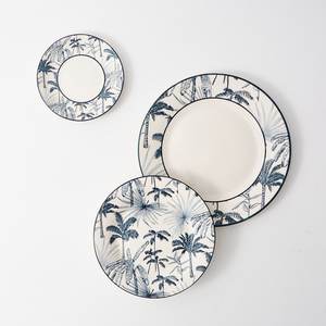 طقم أطباق عشاء بورسلين جديد مخصص بتصميم زهري وطباعة بنقوش، أطباق وأوعية جميلة بتصميم نباتي - Product Image 2