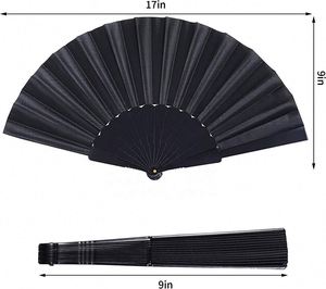 Abanico de Tela y Plástico Negro, Plegable, para Regalo, Manualidades, Decoración - Product Image 3