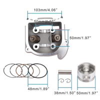 GOOFIT Kit de Reconstrucción de Cilindro de Gran Calibre de 100cc con Diámetro de 50mm para Motocicleta, Repuesto para Scooter de Carreras GY6 50cc 100cc 139qmb
