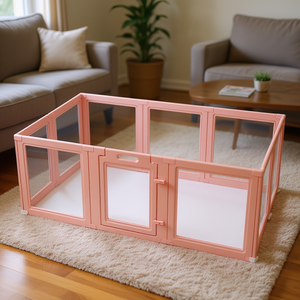 Parc de jeu transparent pour chiots 60x39x23 pouces, enclos pour animaux de compagnie de taille moyenne avec fenêtre, barrière en plastique pour animaux de compagnie d'intérieur - Product Image 2