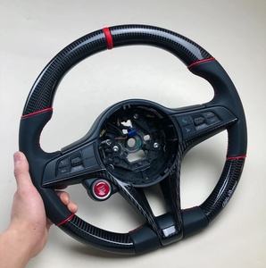 Volant modifié en fibre de carbone, cuir Alcantara avec indicateur LED pour Alfa Romeo Giulia Stelvio - Product Image 4