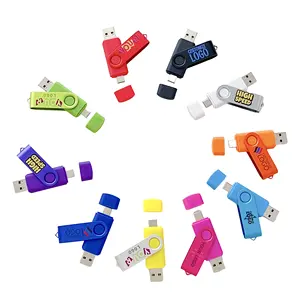 Ổ Đĩa USB Xoay OTG 3 Trong 1 2 Trong 1 Ổ USB Flash USB2.0 3.0 128GB 64GB 32GB 16GB 4GB 8Gb Cho Điện Thoại Di Động Ổ Đĩa Bút Kép USB