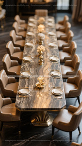 Bàn ăn bằng gỗ nguyên khối tùy chỉnh cho 10 12 16 18 20 30 người bàn ăn cực dài kích thước lớn cực lớn dài - Product Image 2