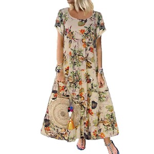 Abito Lungo da <span class=keywords><strong>Donna</strong></span> Stampa Floreale Nuovo Stile Autunnale Elegante da Cerimonia - Product Image 4