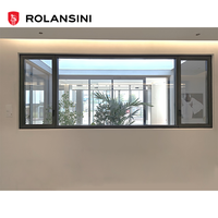 Fenêtre coulissante double vitrage blanc en alliage d'aluminium, horizontale, commerciale, avec panneau fixe et moustiquaire magnétique, modèle Rolansini European