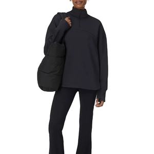 High Quality Custom Plus Size Women's Breathable Knitted Fleece Crewneck Embroidered <b>Zipper</b> Casual Wholesale Activewear OEM/ODM - Product Image 3