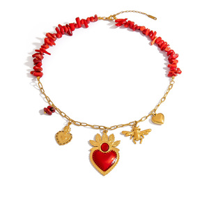 Collar con Colgante de Corazón de Acero Inoxidable, Cadena de Clavícula en Color Oro de 18K, Joyería de Regalo, Amuleto, Accesorio de Moda - Product Image 5