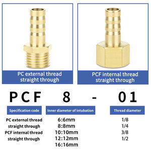 Conector de Cobre Tipo Pagoda de 1/8\", 1/4\", 3/8\", 1/2\" de Espesor, Rosca Interior y Exterior, Accesorios de Unión Neumática, 1/8\", 1/4\", 3/8\" Neumático - Product Image 4