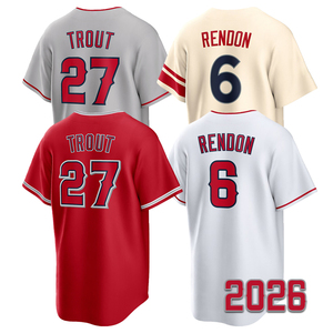 Maillot de baseball pour homme 2026 <span class=keywords><strong>Mike</strong></span> <span class=keywords><strong>Trout</strong></span> brodé Anthony Rendon S-3XL Livraison rapide - Product Image 1