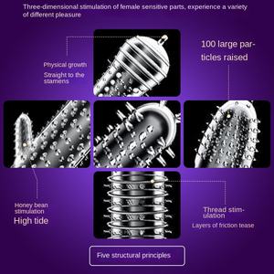 Préservatif en silicone réutilisable à picots pour hommes - Design <span class=keywords><strong>extra</strong></span> <span class=keywords><strong>large</strong></span> à picots pour allonger et stimuler, texture audacieuse pour usage adulte - Product Image 3