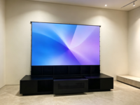 Meuble TV intelligent noir avec écran de projection électrique motorisé ALR UST PET pour vidéoprojecteur 4K de 84 à 150 pouces