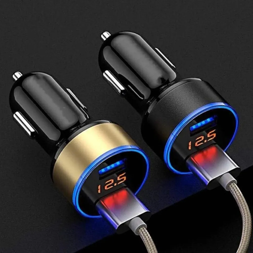 3.1A Car Charger Mobile Phone Fast Charging Adapter Car with LED Display For phone USB Charger