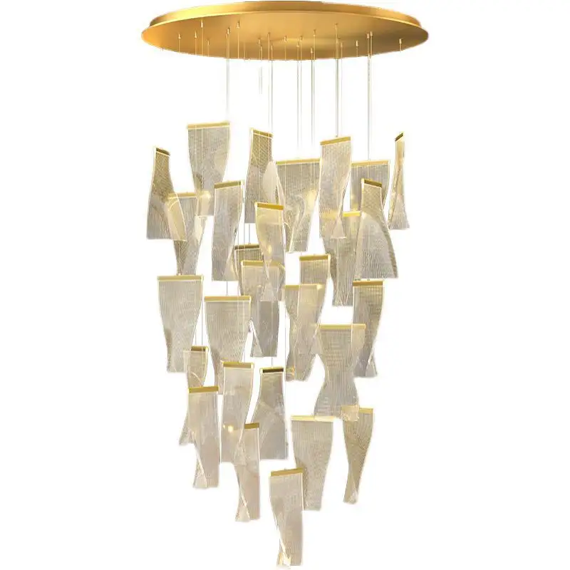 Akrilik Minimalist lamba lüks ışık tavan avize Combo aydınlatma restoran dubleks bina büyük avizeler