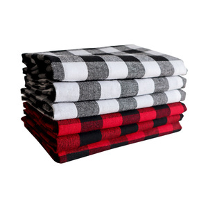 Serviettes en coton à carreaux de Noël, carrées, 100% coton, lavables en machine, linge de table pour la maison, motif rouge et noir - Product Image 3