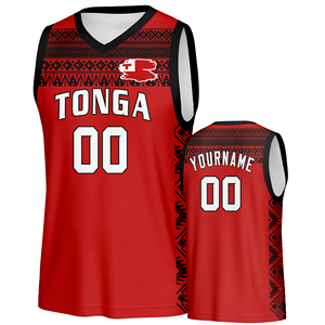 Maillot de basketball unisexe sans manches en polyester respirant à rayures diagonales rouges et noires style drapeau personnalisé, grande taille, séchage rapide - Product Image 2