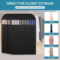Sac de rangement pliable en non-tissé pour vêtements de salle de bain avec fenêtre transparente, sac suspendu pour robes, manteaux et costumes avec fermeture éclair, logo personnalisé disponible, lot de 3