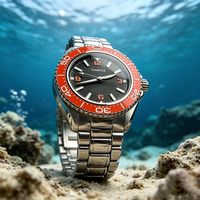 Montre mécanique automatique multifonctionnelle classique OMEGAT pour homme, avec cadran en céramique orange, idéale pour la plongée professionnelle, les trajets quotidiens et les activités de plein air.