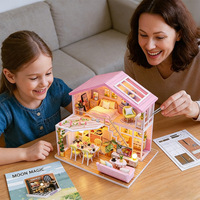 Kit de modèle de maison en bois fait main DIY, miniature à assembler, scène de maison de poupée, ornement artisanal de bureau M2001 Couleur