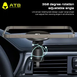 ATB Universal ABS Portable Strong Magnetic Mobile Phone Stand Car Mount Air Vent Phone Holder Car Phone Holder Wireless Charger