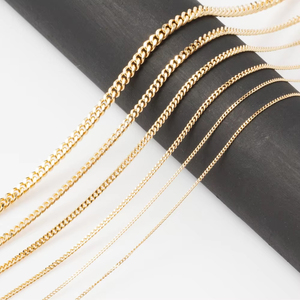 Diseño de collar de cadenas bordillo de oro sólido puro de 18K 14K 10K de moda para mujer - Product Image 4