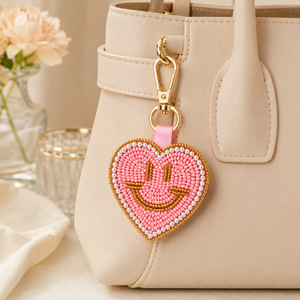 Sstringz Handmade Acrylic Beaded Smiley Face Keychain Lightweight Durable Fashion Key Holder for Bags Purses and Keys - Product Image 1