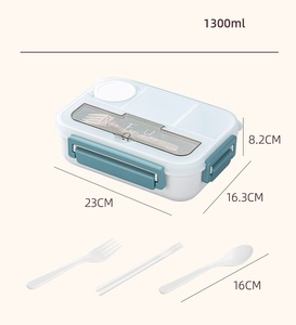 Chống tràn Hộp Ăn Trưa 1300ml + 200ml miễn phí muỗng nước sốt hộp BPA miễn phí nhựa thực phẩm đặt đồ dùng nhà bếp lò vi sóng Bento hộp W24-908 - Product Image 6