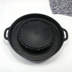 Sartén redonda antiadherente de aleación de aluminio de 34 cm, plancha multifuncional portátil sin humo para barbacoa - Product Image 1