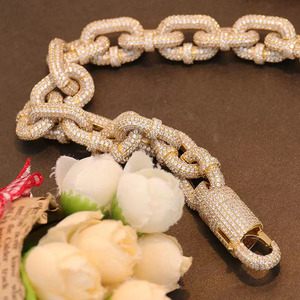 Cadena de eslabones de diamante de estilo Hip Hop, collar de moissanita de 15mm de ancho, plata 925/14k/18k de oro de cada tamaño - Product Image 4