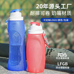 ขวดน้ำพับได้ซิลิโคน 500 มล. พกพาสะดวกสำหรับเดินทาง เดินป่า วิ่ง พร้อมห่วงคาราไบเนอร์ - Product Image 5