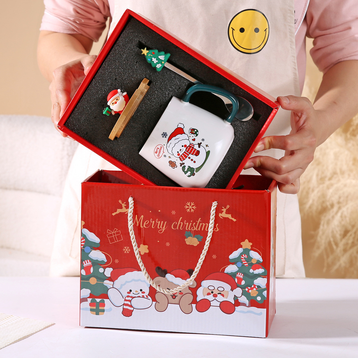 Christmas Snowman [Wooden Lid Gift Box]