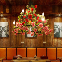 Lustre de bar transparent de style industriel rétro fleurs pastorales plantes vertes lampes à corde de chanvre pour comptoir de pub de restaurant d'hôtel