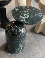 Table d'appoint en marbre vert tendance en gros, table basse en marbre poli, meubles de maison, table d'angle en marbre naturel