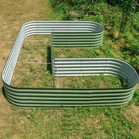 Huizhou vert géant 17 "de haut en forme de U Kit de lit de jardin surélevé ondulé modulaire en métal de grande taille