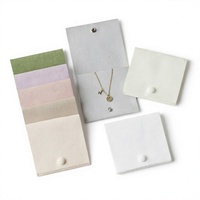 Kantong Perhiasan Mewah Persegi 8*8cm, Penutup Kancing Tekan, Bahan Microfiber, Portabel, Logo Dapat Disesuaikan
