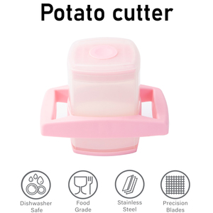 Cortador de Patatas Rosa con Cuchillas de Acero Inoxidable, Apto para Lavavajillas, Fácil de Limpiar, Compacto, Herramienta para Cortar Verduras en Cubos para Cocina - Product Image 1