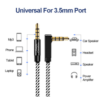 Câble audio auxiliaire jack mâle vers mâle TRRS stéréo TRS 3,0 mm plaqué or, angle droit, 4 pôles, pour voiture, ordinateur, haut-parleur, en stock