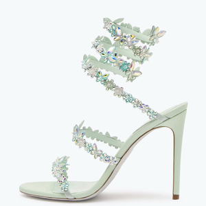 Sandales à talons hauts sexy pour femmes, avec strass colorés, à lanières croisées à la cheville, grande taille 46, style stiletto - Product Image 2