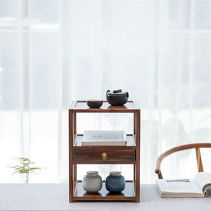 Estantes Geométricos para Té de Madera de Nogal, Tipo Vertical, con Compartimento Secreto, Accesorios para la Ceremonia del Té - Product Image 1