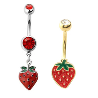 Xinfocus Meilleure Vente Piercing de Nombril en Acier Inoxydable, Anneau de Nombril Fraise, Bijou de Piercing Corporel