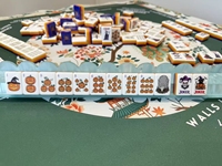 Table de jeu de Mahjong américain personnalisée avec toile d'araignée bleue d'Halloween, jeu de Mahjong à 4 couches pour jeux de société et divertissement