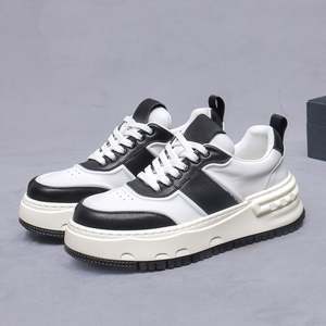 Chaussures de sport JiuZhou en cuir pour hommes et femmes, assorties, tendance, sur mesure, décontractées, pour la marche en extérieur, à semelle épaisse, à lacets, avec amorti - Product Image 4