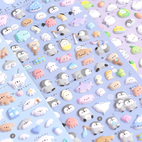 Mignon mini autocollants gonflés japonais coréen dessin animé Animal Panda chat lapin chien auto-adhésif 3D bulle autocollant feuille