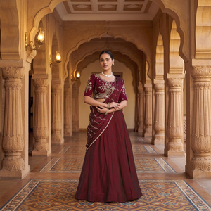 TENNYC Choli Rangoli Crush para Mujer con Lentejuelas Bellamente Bordadas, Largo hasta el Tobillo, Elástico, para Fiestas - Product Image 1