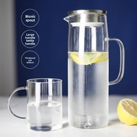 Bouilloire en verre borosilicate moderne de 1,5 L, écologique, avec couvercle en bambou, livraison rapide pour la maison et la cuisine, vente en gros